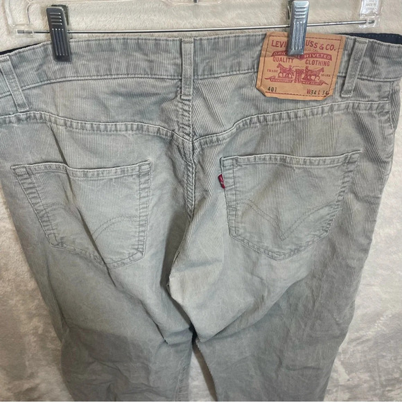 Levi’s 401 men’s corduroy jeans vintage gray casual straight leg buttonfly sz 34 - Picture 3 of 8